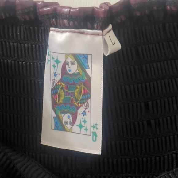 Queen of Sparkles Maroon Leather Swing Shorts Size Large - Picture 5 of 5